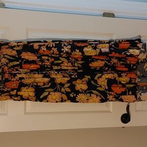 Rachel Zoe Sz Lg Smocked Maxi Skirt Black Floral Hi-Low Button Down Tassel Ties